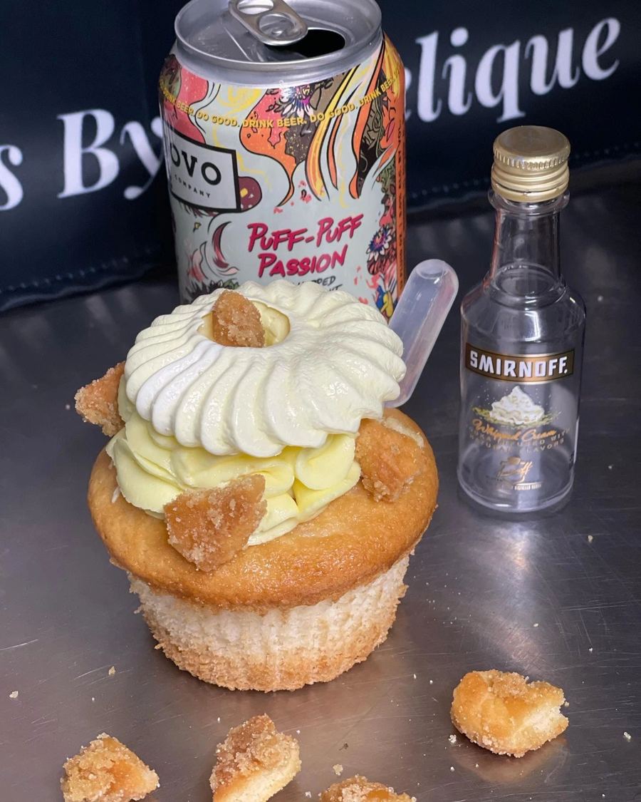 Puff-Puff Passion cupcake with buttercream swirl